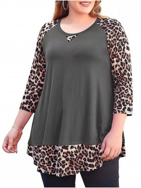 Leopard Sleeved Fashion Top 